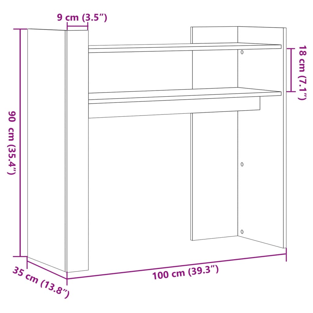 Table console gris béton 100x35x90 cm bois d'ingénierie