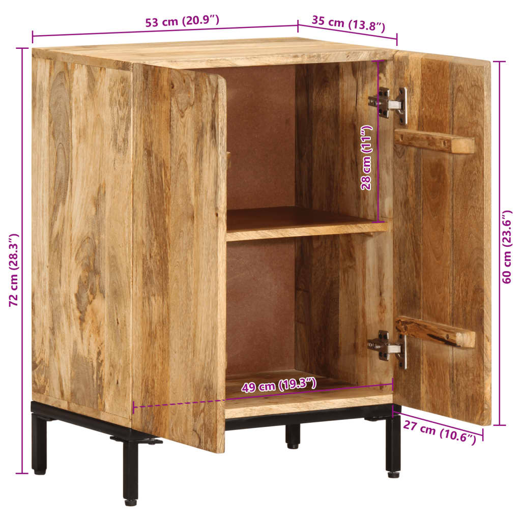 Buffet 53x35x72 cm bois massif de manguier