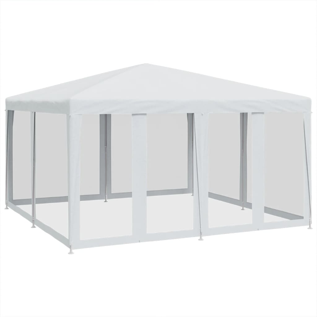 Tente de fête avec 8 parois latérales en maille blanc 4x4m PEHD