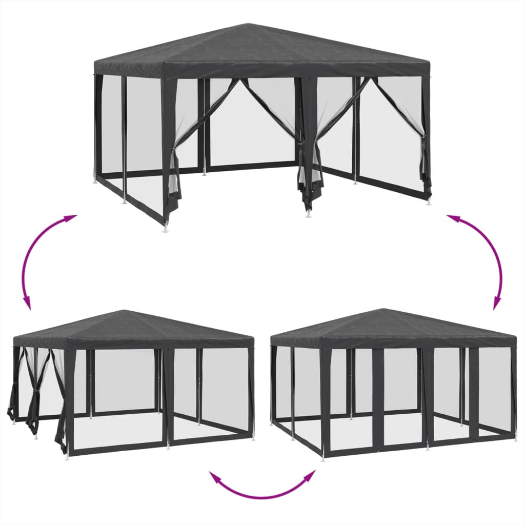 Tente de fête avec 8 parois latérales en maille anthracite 4x4m