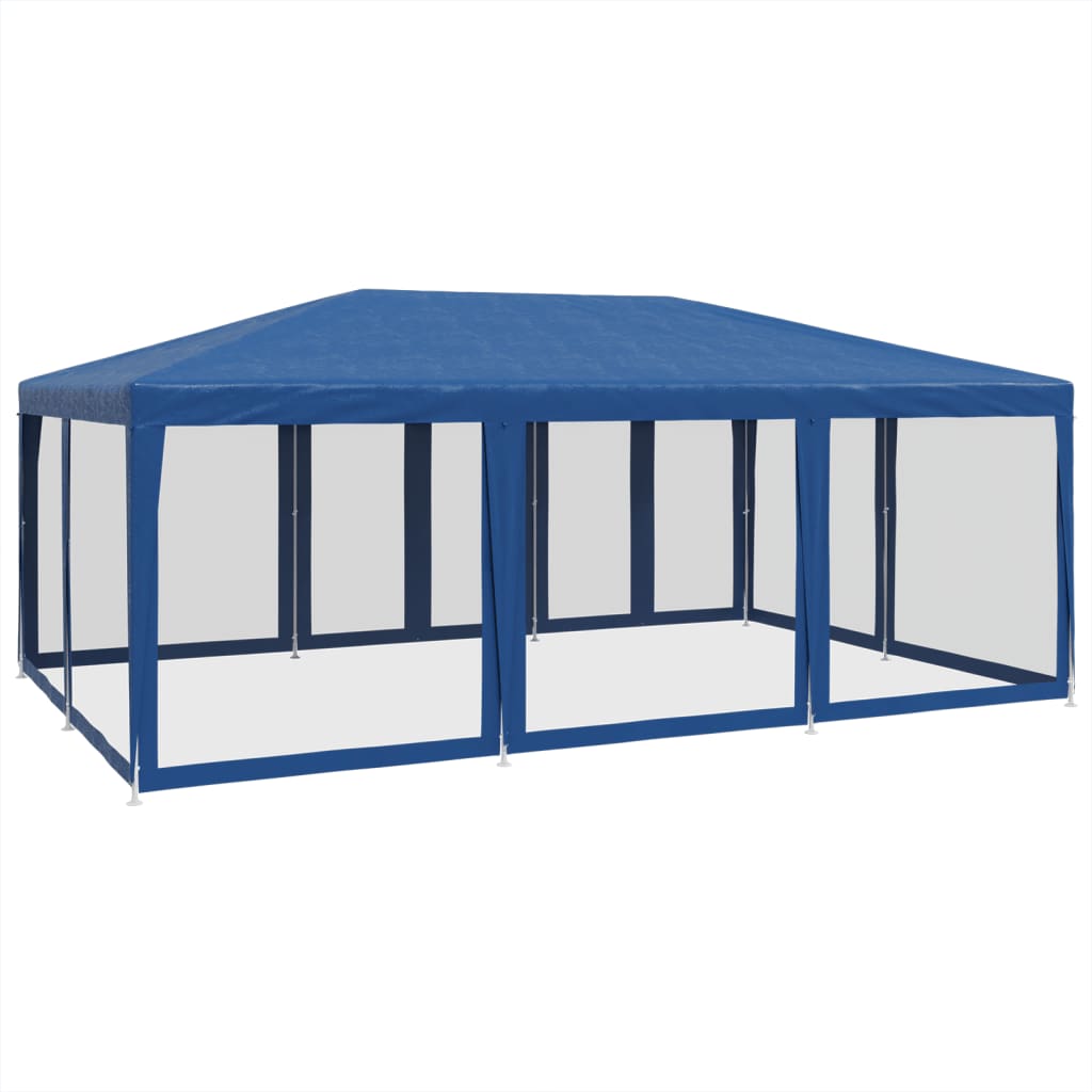 Partyzelt mit 10 blauen Mesh-Seitenwänden 6x4m HDPE