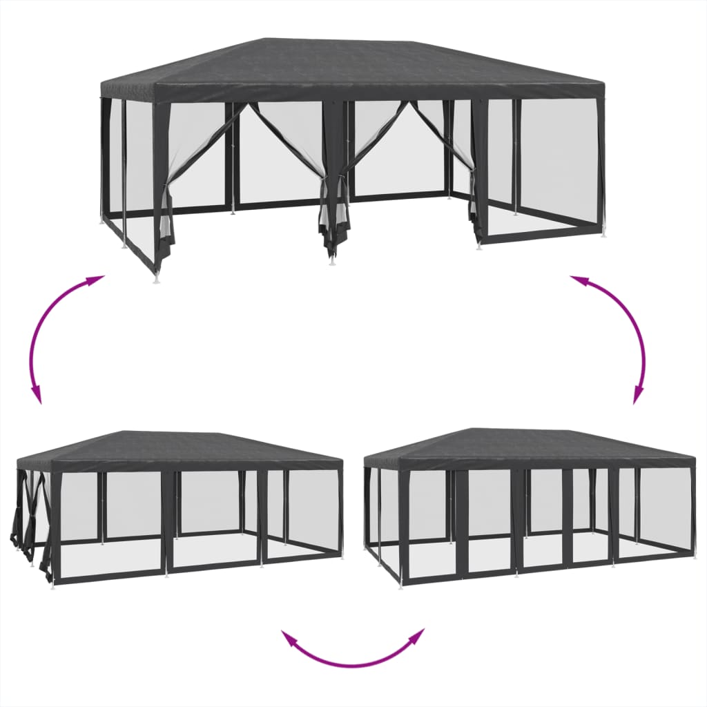 Tente de fête avec 10 parois latérales maille anthracite 6x4 m