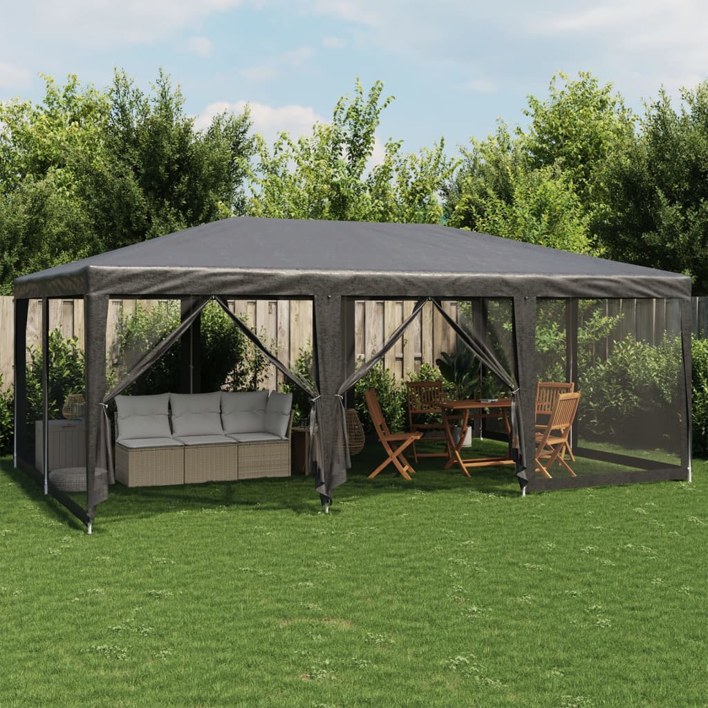 Tente de fête avec 10 parois latérales maille anthracite 6x4 m