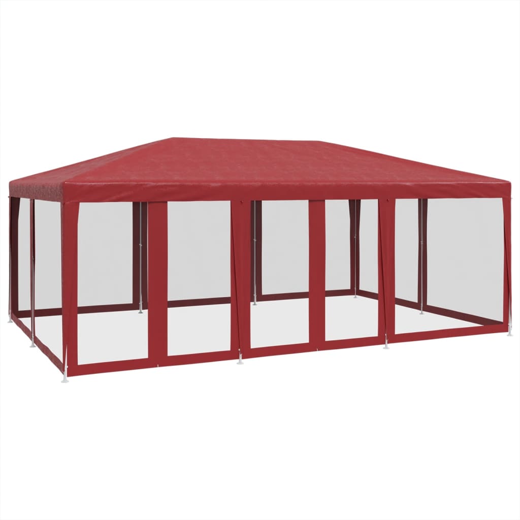 Tente de fête avec 10 parois latérales maille rouge 6x4 m PEHD