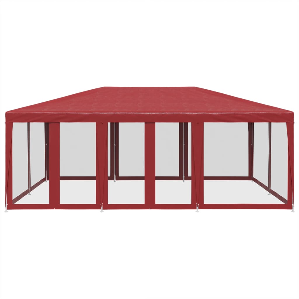 Tente de fête avec 10 parois latérales maille rouge 6x4 m PEHD