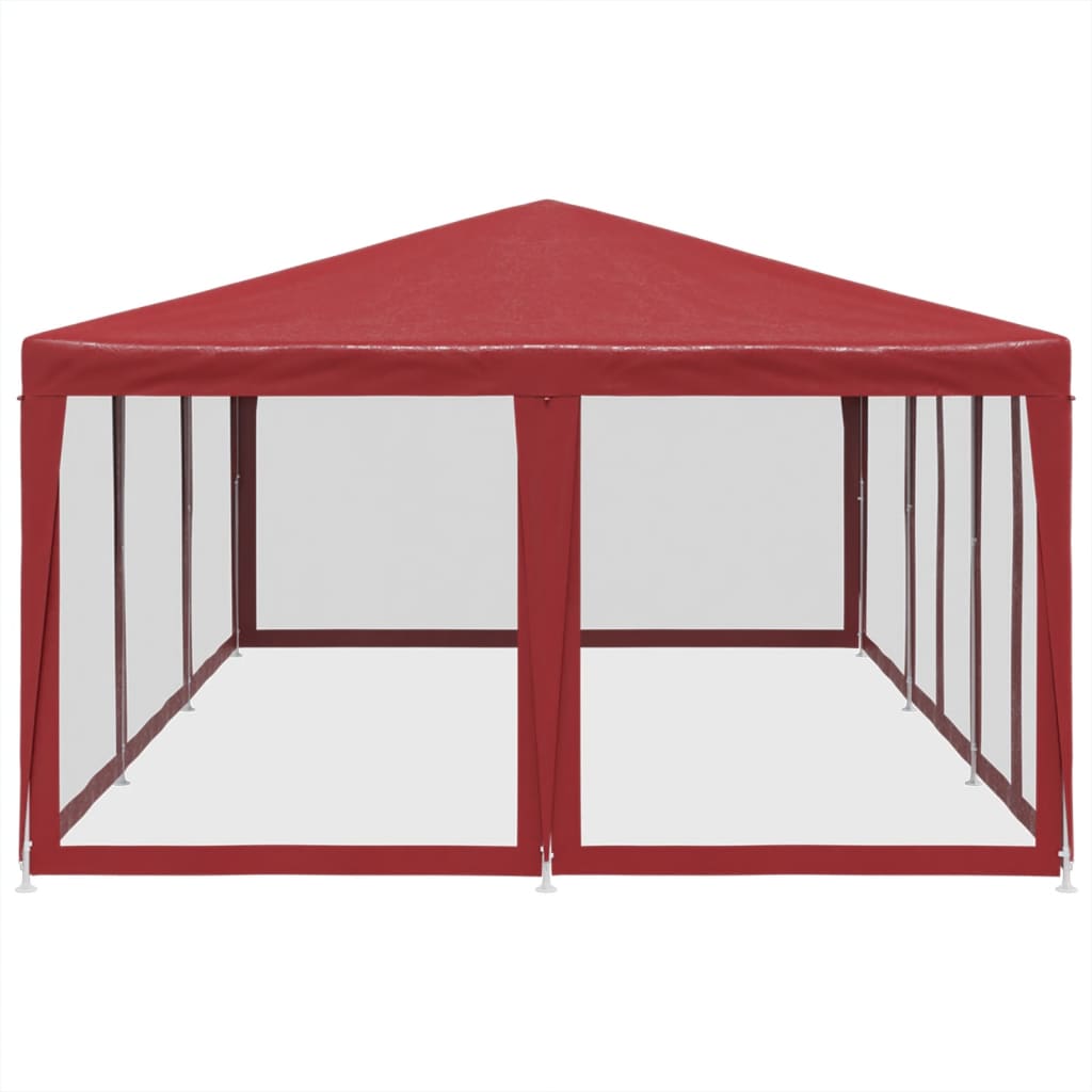 Tente de fête avec 10 parois latérales maille rouge 6x4 m PEHD