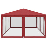 Tente de fête avec 10 parois latérales maille rouge 6x4 m PEHD