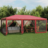 Tente de fête avec 10 parois latérales maille rouge 6x4 m PEHD