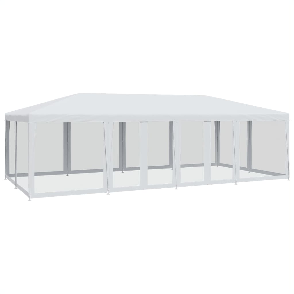 Party tent with 12 mesh sidewalls white 8x4m HDPE