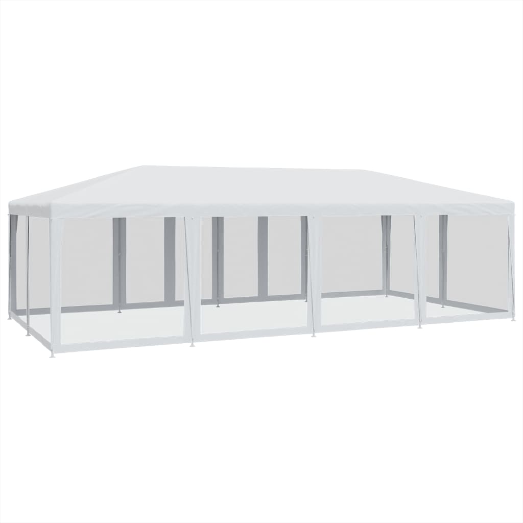 Party tent with 12 mesh sidewalls white 8x4m HDPE