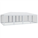 Party tent with 12 mesh sidewalls white 8x4m HDPE