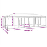 Party tent with 12 mesh sidewalls white 8x4m HDPE