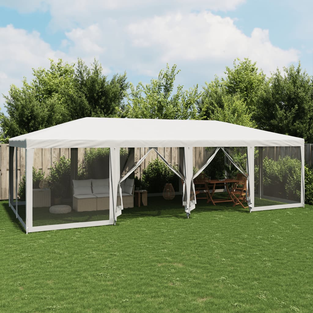 Party tent with 12 mesh sidewalls white 8x4m HDPE