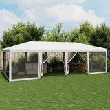 Party tent with 12 mesh sidewalls white 8x4m HDPE