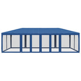 Party tent with 12 mesh sidewalls blue 8x4m HDPE