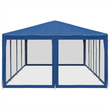 Party tent with 12 mesh sidewalls blue 8x4m HDPE