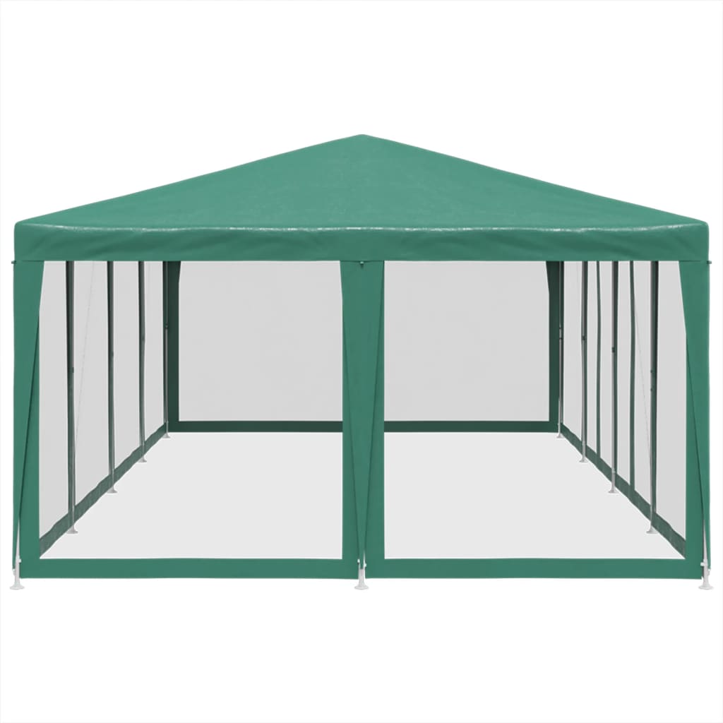 Tente de fête avec 12 parois latérales en maille vert 8x4m PEHD