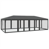 Tente de fête avec 12 parois latérales maille anthracite 8x4 m