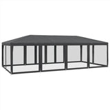 Tente de fête avec 12 parois latérales maille anthracite 8x4 m