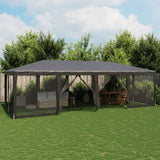 Tente de fête avec 12 parois latérales maille anthracite 8x4 m