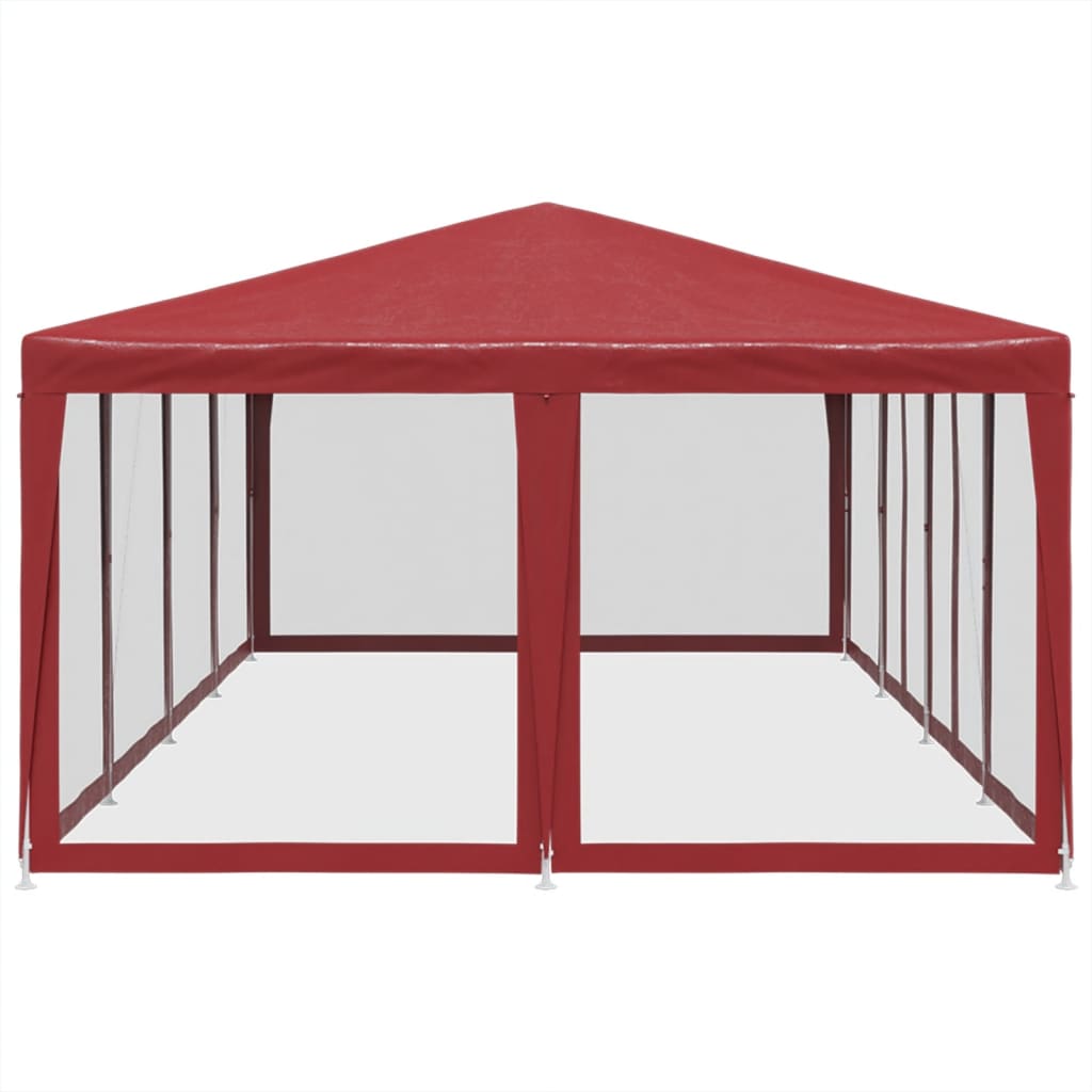 Tente de fête avec 12parois latérales en maille rouge 8x4m PEHD