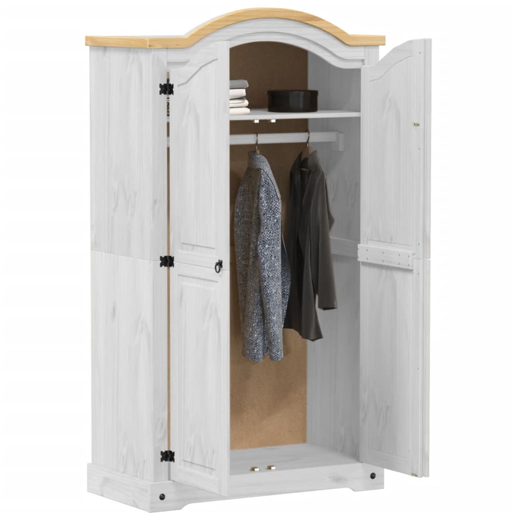 Garde-robe Corona blanc 102x52x186 cm bois de pin massif