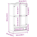 Garde-robe Corona 102x52x186 cm bois de pin massif