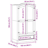 Garde-robe Corona blanc 102x52x186 cm bois de pin massif