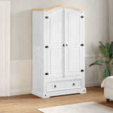 Garde-robe Corona blanc 102x52x186 cm bois de pin massif