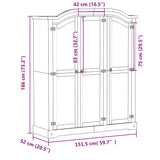 Garde-robe Corona 151,5x52x186 cm bois de pin massif