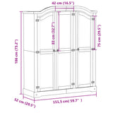 Garde-robe Corona blanc 151,5x52x186 cm bois de pin massif