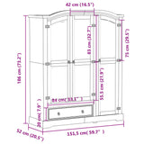 Garde-robe Corona 151,5x52x186 cm bois de pin massif