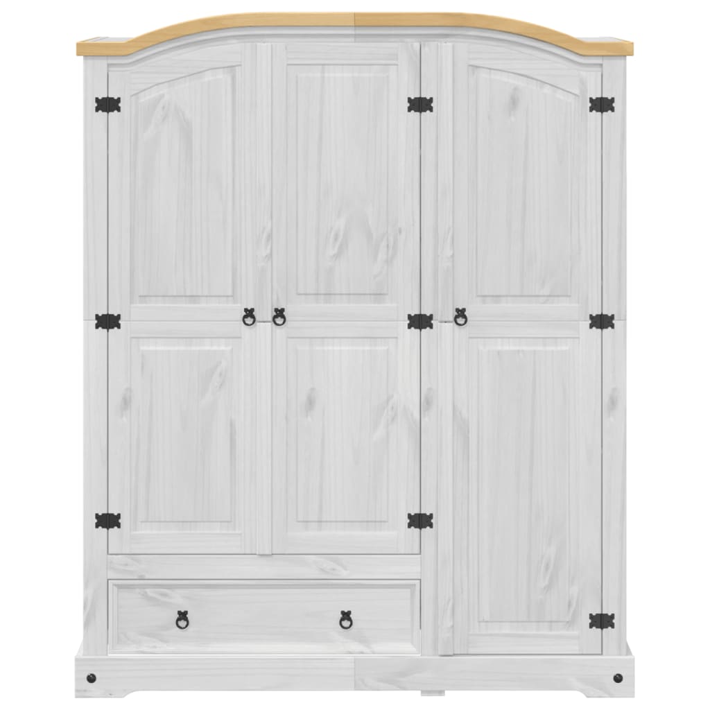 Garde-robe Corona blanc 151,5x52x186 cm bois de pin massif