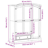 Garde-robe Corona blanc 151,5x52x186 cm bois de pin massif