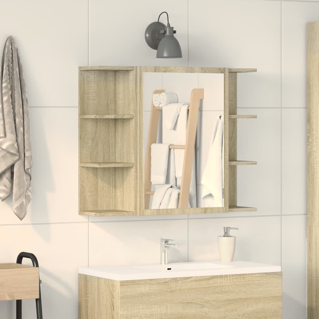 Armoire à miroir de bain Chêne sonoma 80x20,5x64 cm Aggloméré