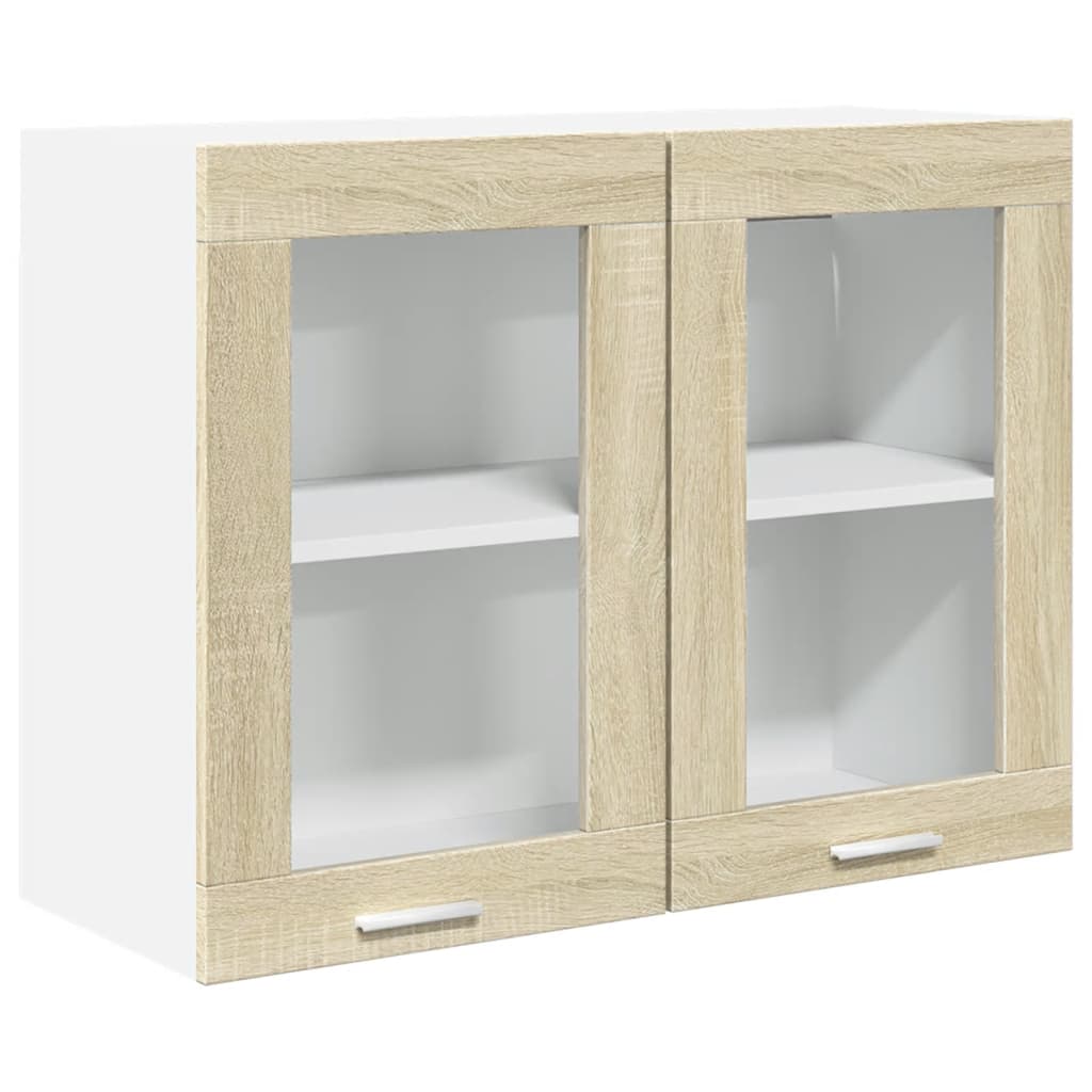 Hanging glass cabinet Sonoma oak 80x31x60 cm Chipboard