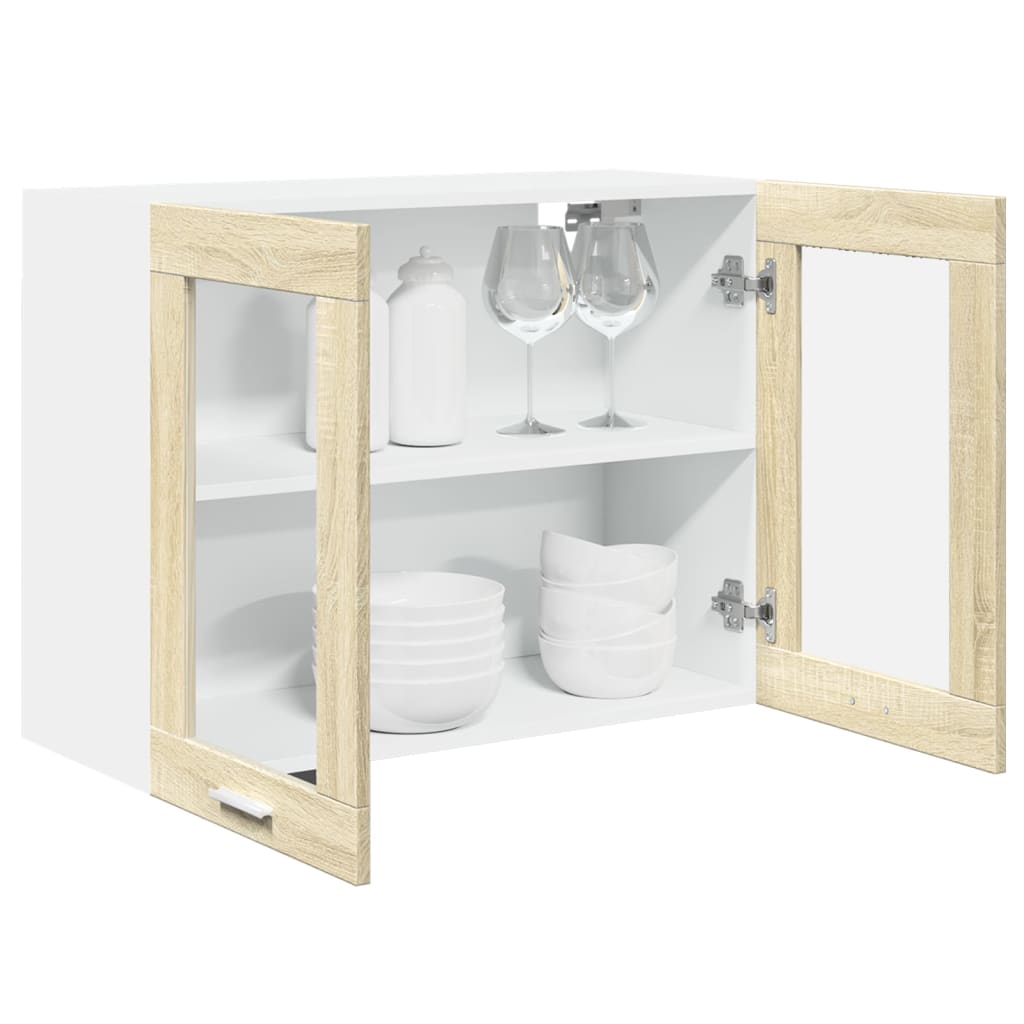 Hanging glass cabinet Sonoma oak 80x31x60 cm Chipboard