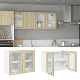 Hanging glass cabinet Sonoma oak 80x31x60 cm Chipboard