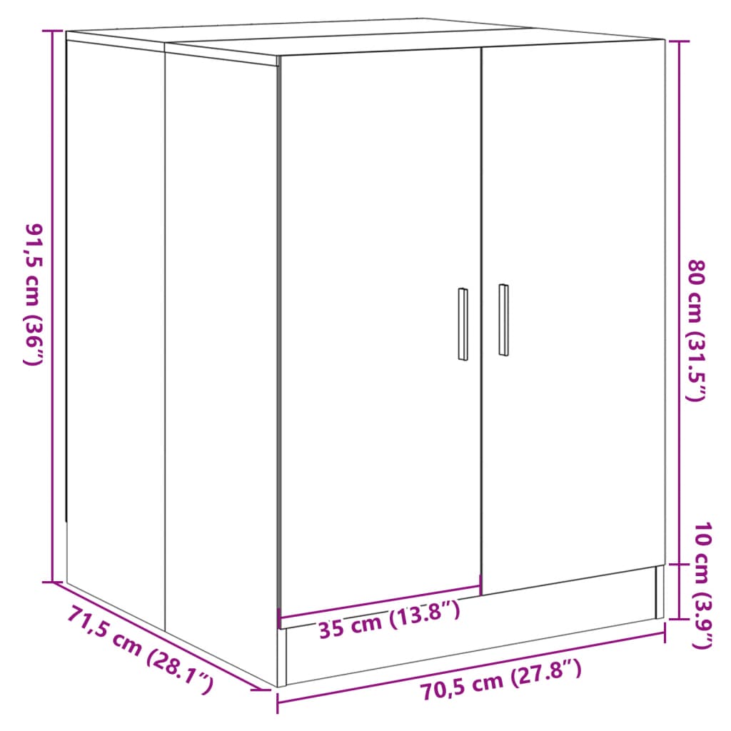 Meuble pour machine à laver chêne sonoma 70,5x71,5x91,5 cm