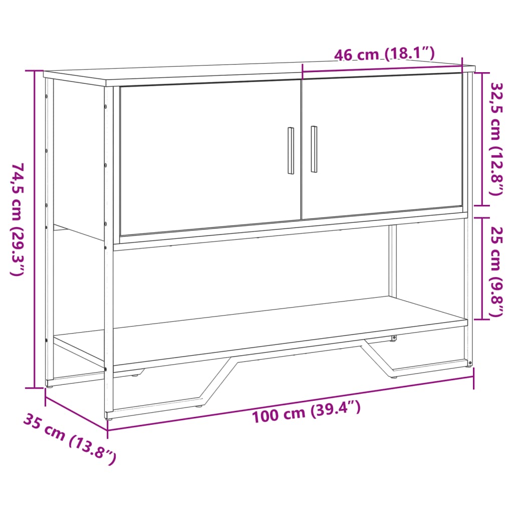 Konsolentisch aus Sonoma-Eiche, 100 x 35 x 74,5 cm, Holzwerkstoff