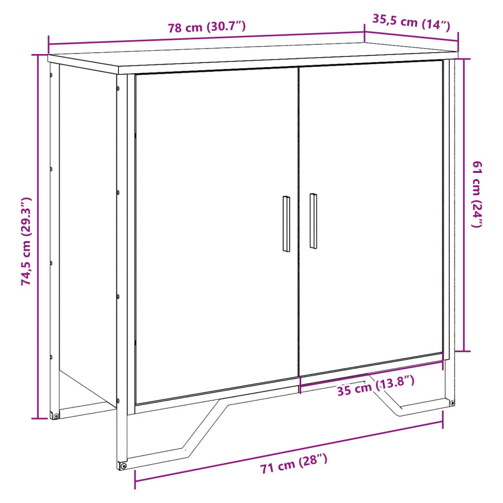 Buffet sonoma gris 78x35,5x74,5 cm Bois d'ingénierie