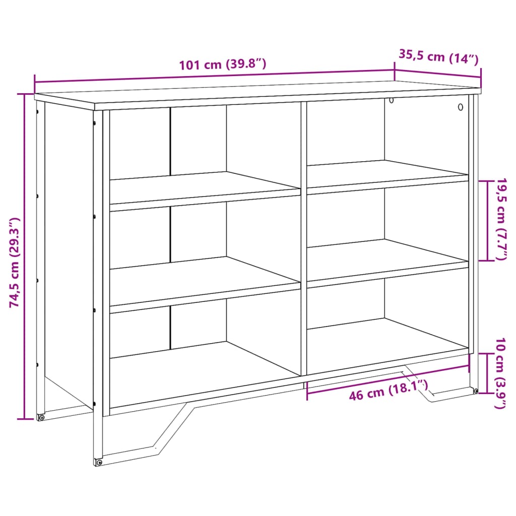 Buffet noir 101x35,5x74,5 cm bois d'ingénierie