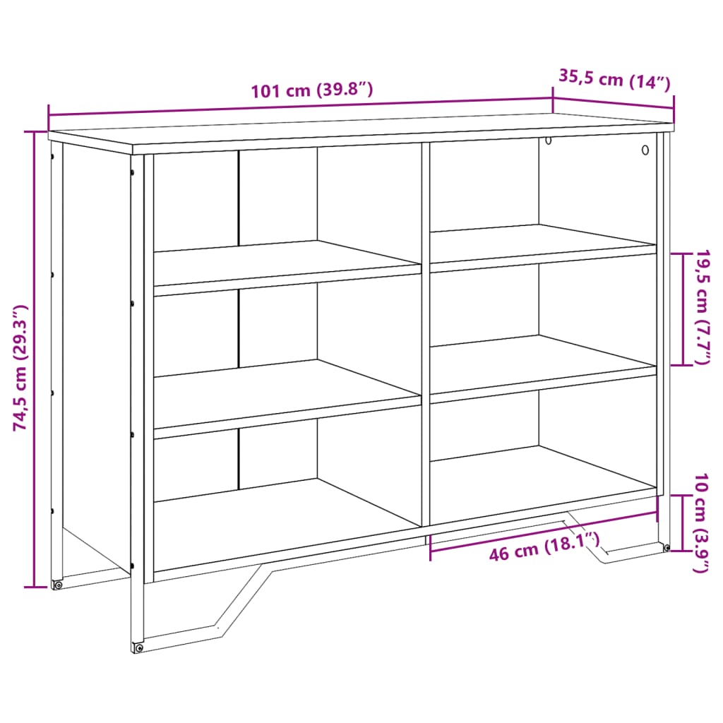 Sonoma oak sideboard 101x35.5x74.5 cm engineered wood