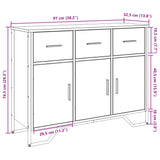 Buffet sonoma gris 97x32,5x74,5 cm bois d'ingénierie