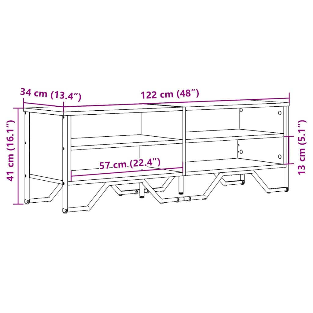 Black TV cabinet 122x34x41 cm engineered wood