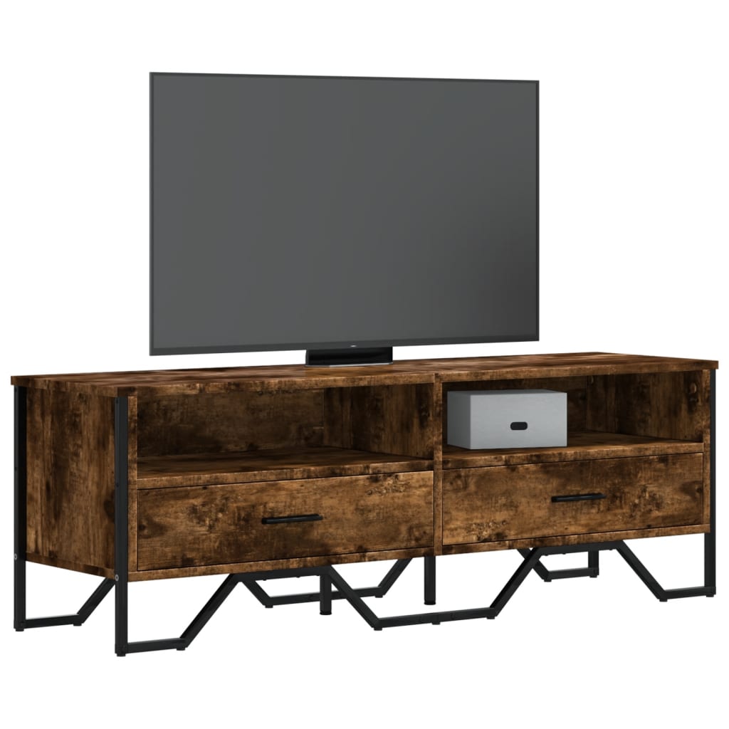 Meuble TV chêne fumé 122x34x41 cm bois d'ingénierie