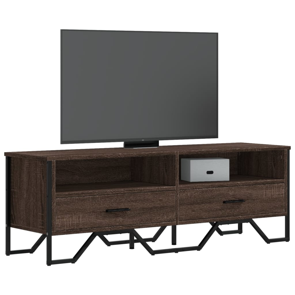 TV cabinet brown oak 122x34x41 cm engineered wood