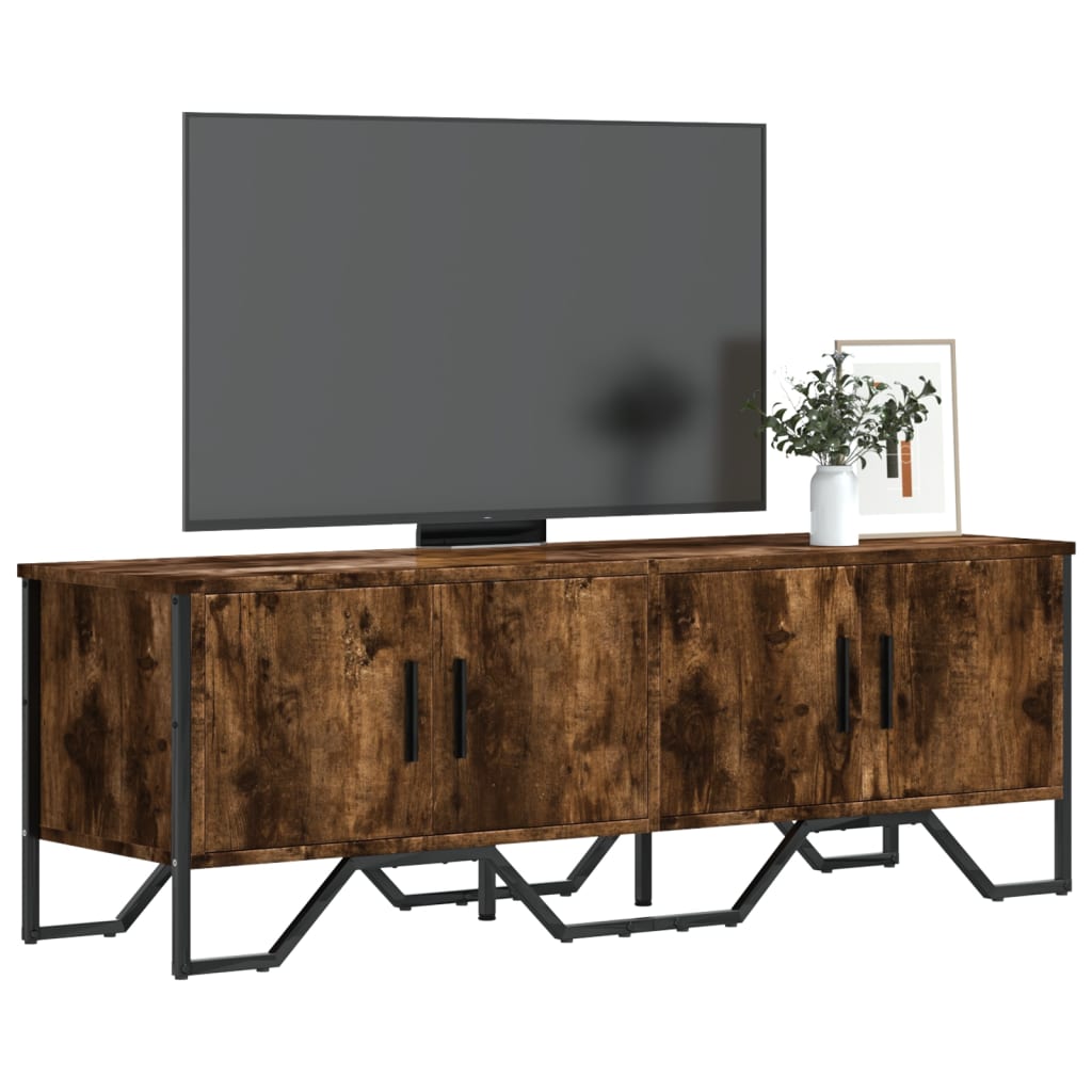 Meuble TV chêne fumé 122x34x41 cm bois d'ingénierie