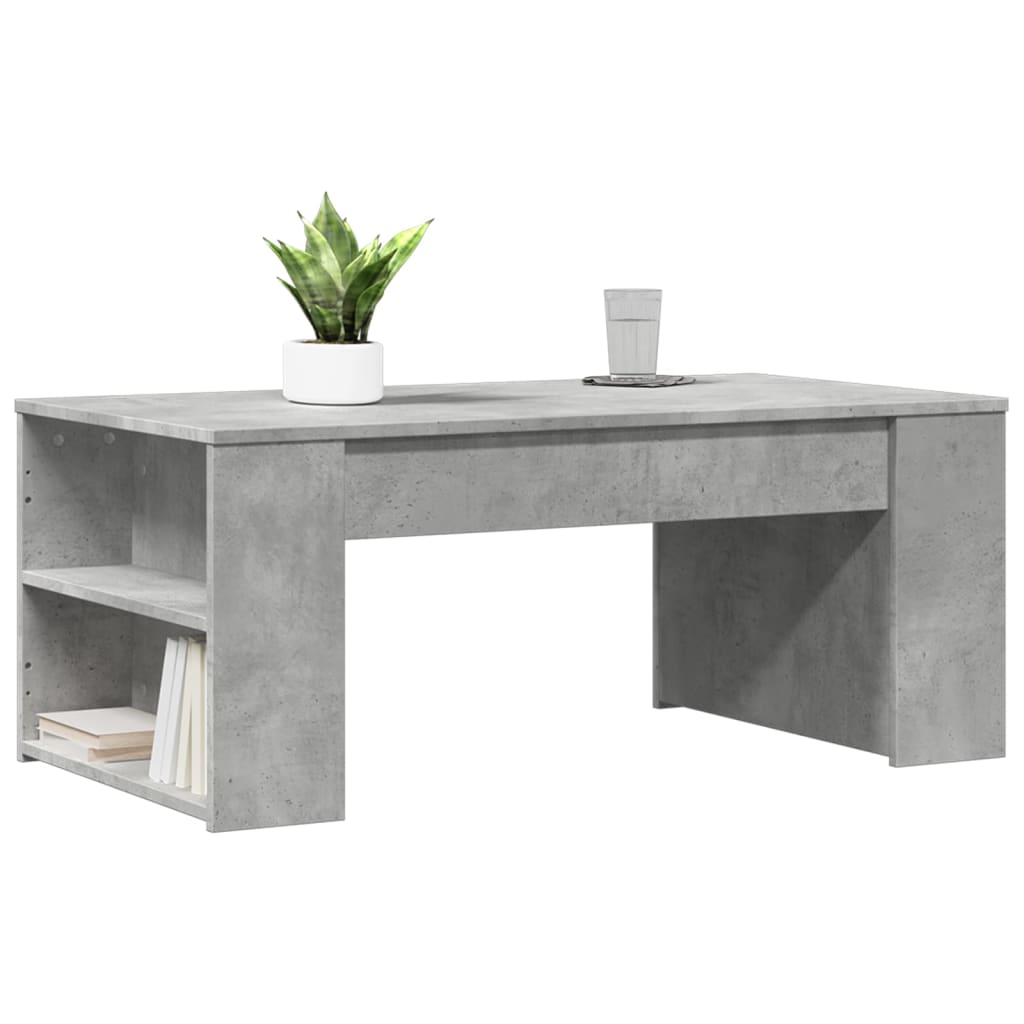 Table basse gris béton 102x55x42 cm bois d'ingénierie