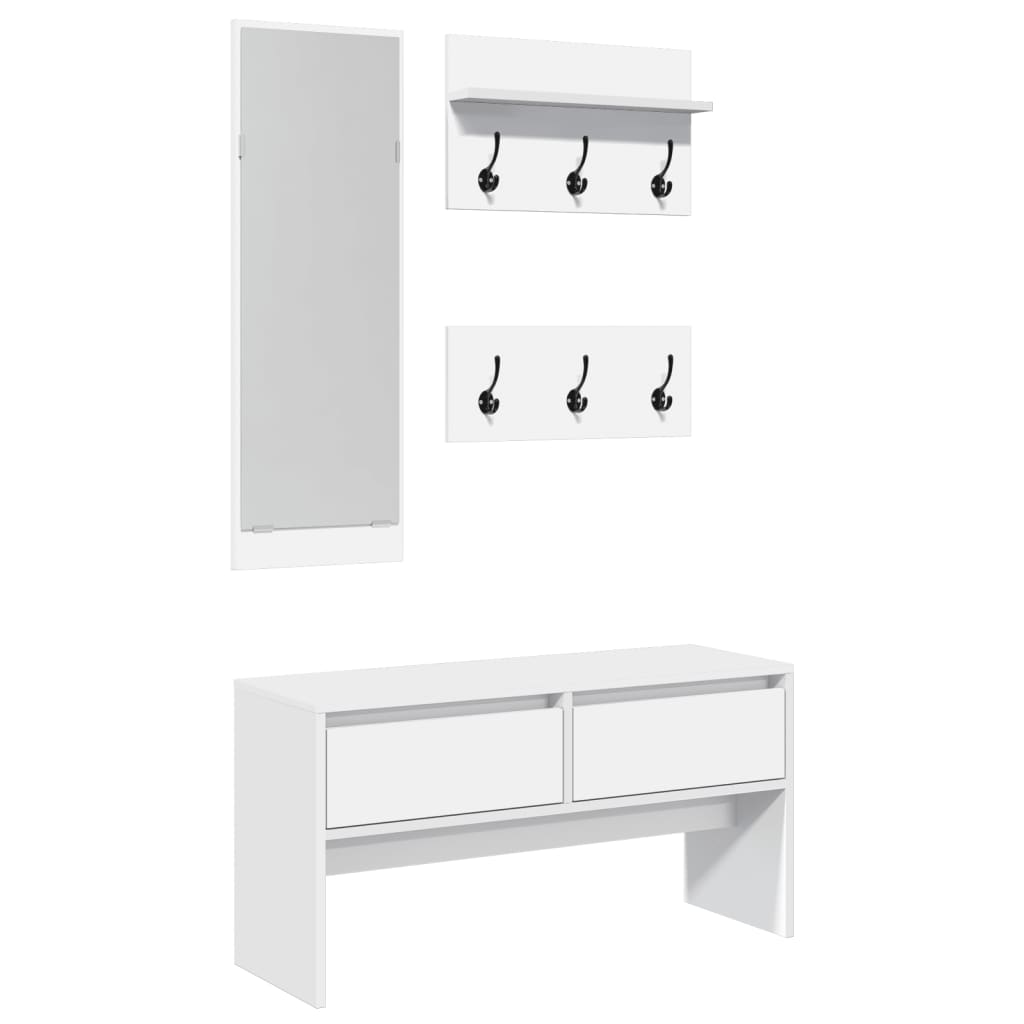 Ensemble de meubles de couloir 4 pcs blanc bois d'ingénierie